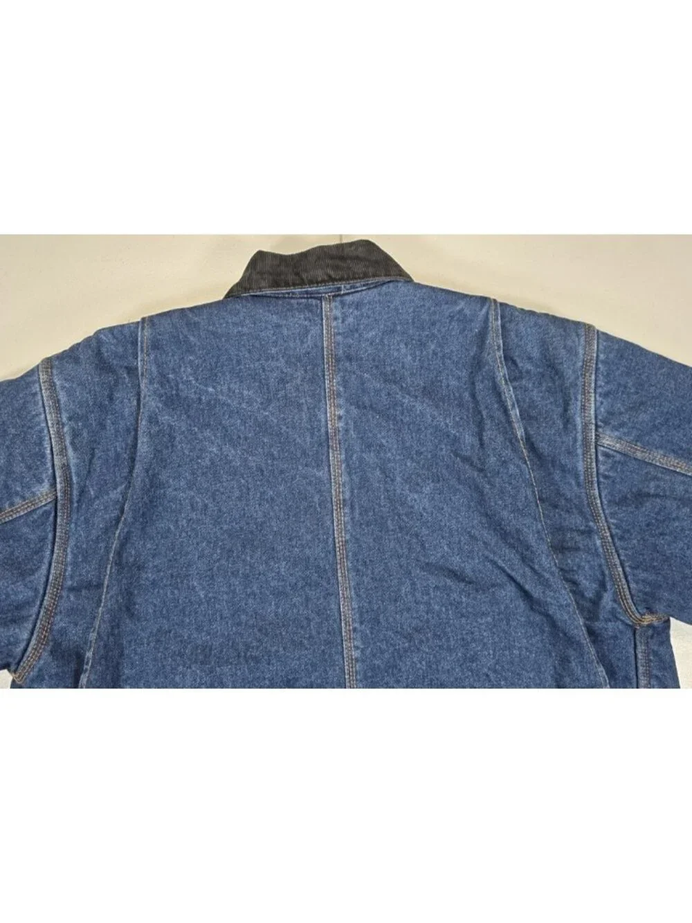 Big Mac Vtg Blue Denim Corduroy Collar Sherpa Lined Chore Work Coat Jacket Men L - Picture 15 of 16